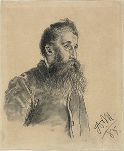 Portræt af en skægget mand af Adolph Menzel