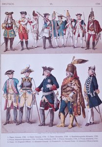 Preussiske grenaderer fra Frederik den Stores tid (farve litho) af Adolph Menzel