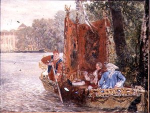 Flodtur ved Rheinsburg, 1860 (olie) af Adolph Menzel