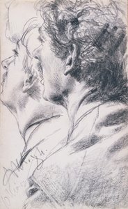 Hovedet af en ung mand i profil til venstre, 1884 af Adolph Menzel