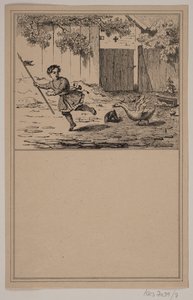 Den tappre helt. Nr. 6 i Chr. Winther og M. Rørbye, "25 Billeder for små børn" af Johan Adolph Kittendorff