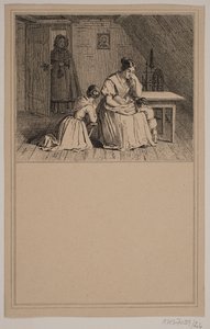 En fattig familie. Nr. 25 i Chr. Winther og M. Rørbye, "25 Billeder for små børn" af Johan Adolph Kittendorff