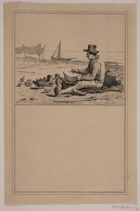 Fiskeren og anden. Nr. 17 i Chr. Winther og M. Rørbye, "25 Billeder for små børn" af Johan Adolph Kittendorff