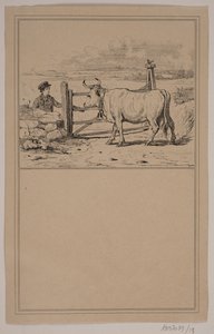 Koen og drengen. Nr. 12 i Chr. Winther og M. Rørbye, "25 Billeder for små børn" af Johan Adolph Kittendorff