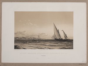 Kysten i nærheden af Marseille i baggrunden øen Iff. af Johan Adolph Kittendorff