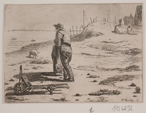 Kystafsnit med stående fiskere af Johan Adolph Kittendorff