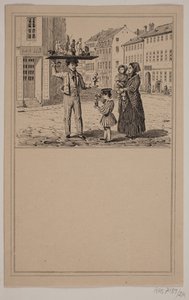 Manden med dukken. Nr. 23 i Chr. Winther og M. Rørbye, "25 Billeder for små børn" af Johan Adolph Kittendorff