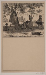Under æbletræet. Nr. 21 i Chr. Winther og M. Rørbye, "25 Billeder for små børn" af Johan Adolph Kittendorff