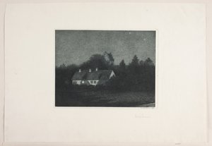 Måneskinsaften i landsbyen Borup af Adolph Larsen