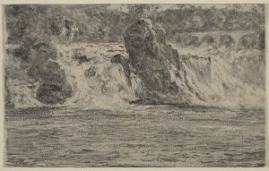 Falls of the Rhine at Schaffhausen Rhin Falls fra Schaffhausen, 1885. af Adolph Menzel