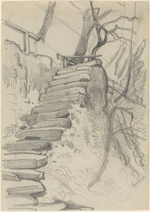 Stentrappe i en have af Adolph Menzel