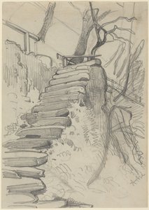 En stentrappe i en have af Adolph Menzel