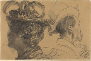Hoveder af en mand og en kvinde af Adolph Menzel