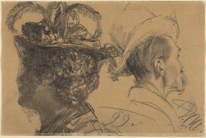 Hoveder af en mand og en kvinde af Adolph Menzel