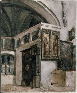 Interiøret i klosterkirken i Berlin af Adolph Menzel