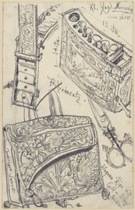 Patronetaske med rejseapotek til kurfyrste Johann Georg I. af Sachsens jagtsadel fra år 1618, Historisk Museum, Dresden af Adolph Menzel