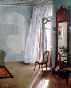 Værelse med balkon, 1845 af Adolph Menzel