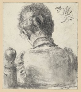 Bagfra-billede af en kvinde, der sidder på en stol af Adolph Menzel