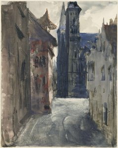 Gaden og St. Sebald-kirken i Nürnberg af Adolph Menzel