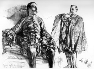 Studier af gamle kjoler på levende modeller, c1880-1882. af Adolph Menzel