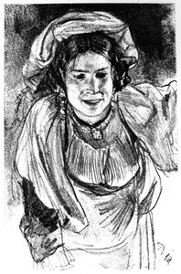 Studie af en italiensk pige, c1880-1882. af Adolph Menzel