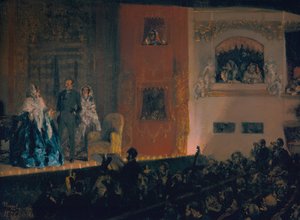 Gymnase Theatre i Paris, 1856 af Adolph Menzel