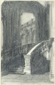 Trappen i Zwingers bypavillon i Dresden om natten af Adolph Menzel