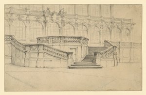 Trappeopgang til den matematisk-fysiske salon i Zwinger i Dresden af Adolph Menzel