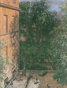 Udsigt over en lille gård (wc på papir) af Adolph Menzel
