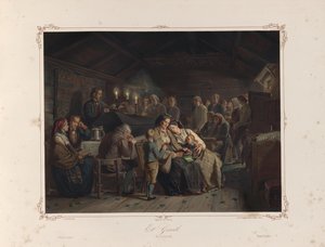 Illustration hentet fra bogen Norske Folkelivsbilleder af Tidemand, Adolph og udgivet af Chr. Tønsberg (Christiania, 1858) af Adolph Tidemand