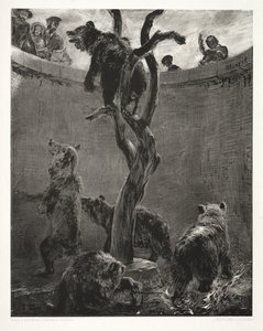 Essay om sten med børste og skraber: Bjørnegraven af Adolph Menzel
