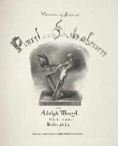 Essay om sten med børste og skraber: Titelside af Adolph Menzel