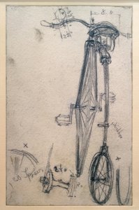 Høj cykel, set bagfra af Adolph Menzel