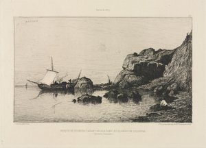 Fiskerbåd anløbshavn ved Collioures klipper, 1878.