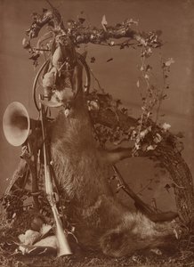 [Stilleben med en jagtscene] af Adolphe Braun