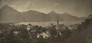 Udsigt over Flüelen, Schweiz af Adolphe Braun