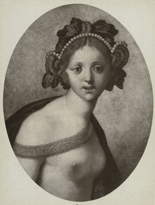 Fotogengivelse af et maleri af en kvindeskikkelse, muligvis en gudinde Venus (titel på objekt) af Adolphe Braun and Cie. (attributed to)