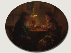 Kortspil på "le Père Martin af Adolphe-Felix Cals