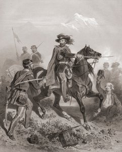 Giuseppe Garibaldi i slaget ved Varese. (Print) af Adolphe Jean Baptiste (after) Bayot