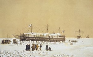 Det flydende batteri La Tonnante i isen før Kil-Bouroun, fra Nos Souvenirs de Kil-Bouroun pendant LHiver passe dans Le Liman du Dnieper, 1855-56, graveret af Eugene Ciceri (1813-90), udgivet omkring 18 af Adolphe Jean Baptiste Bayot and Antoine Leon Morel-Fatio