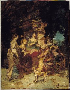 Ladies in a Park af Adolphe Joseph Thomas Monticelli