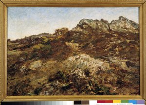 Landskab af bakker (Garlaban-massivet i Provence) af Adolphe Joseph Thomas Monticelli