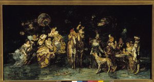 Natfest i en park af Adolphe Joseph Thomas Monticelli
