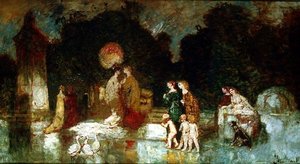 Scene i parken af Adolphe Joseph Thomas Monticelli