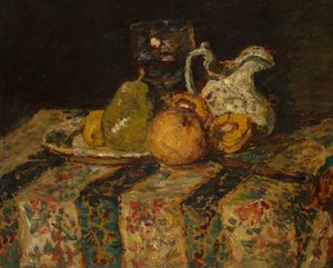 Stilleben med frugt og vinkande af Adolphe Joseph Thomas Monticelli