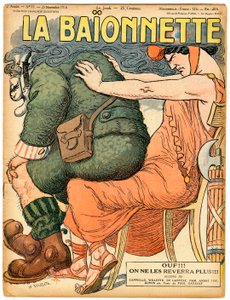 Cover af "" La Baionnette"", Satirisk i farver af Adolphe Leon Willette