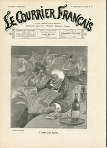 Cover af "" Le Courrier francais", nummer 43, satirisk i B & H af Adolphe Leon Willette