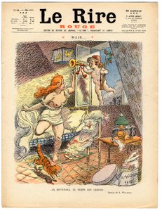 Cover af "" Den røde latter", Satirisk i farver af Adolphe Leon Willette