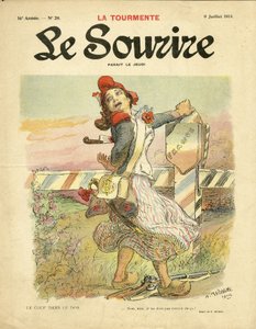 Illustration af Adolphe dit Willette (1857-1926) til forsiden af ​​Le Smile, nr. 28, 09/07/14 - Slaget i ryggen - Nationalisme, Franske Revolution, krigen mellem 14-18 første mus, Grænser - Marianne af Adolphe Leon Willette
