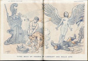 Illustration af Adolphe dit Willette (1857-1926) i "" Fantasio""", 01/05/15 - At leve smukt og dø ved at frigive en smuk sjæl - War of 14 -18, Døde lig, Barbary/Kultur, Jam of Skull - Soldater af Adolphe Leon Willette